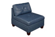 Uefurn Armless Chair/ Ink Blue Genuine Leather in Ink Blue - Marjories Furniture (Las Vegas, NV)