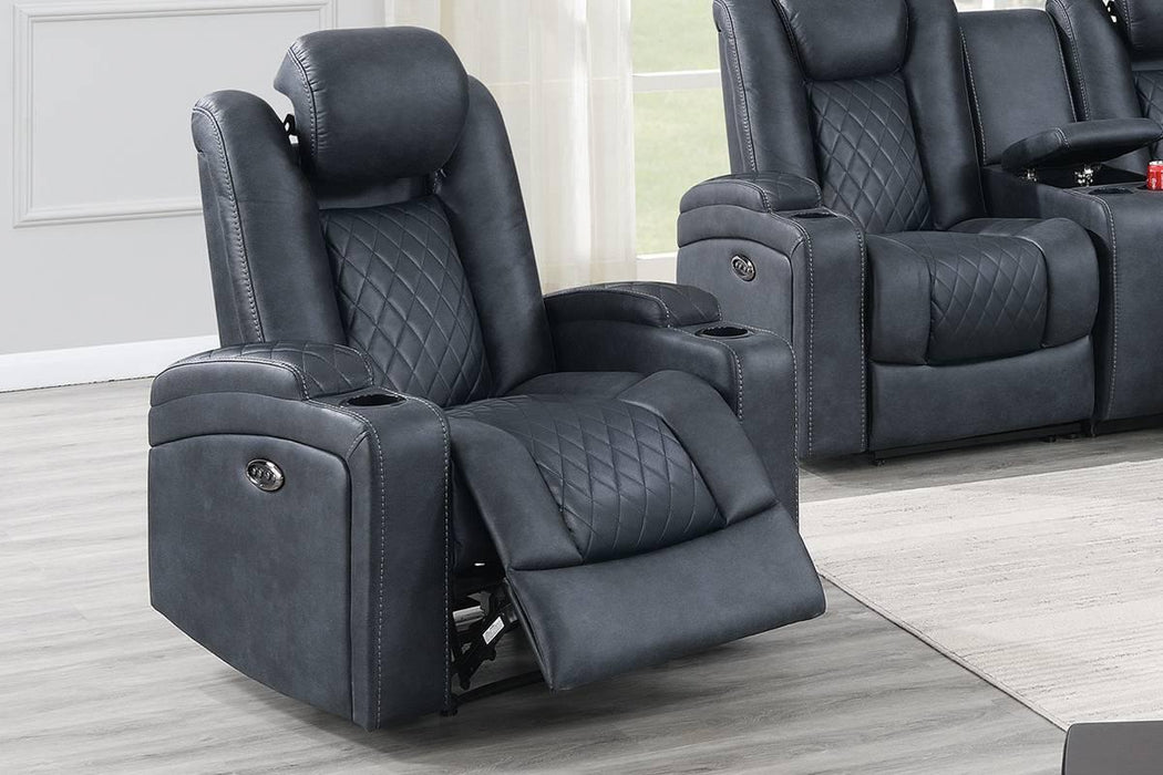 Uefurn Power Recliner in Ink Blue - Marjories Furniture (Las Vegas, NV)