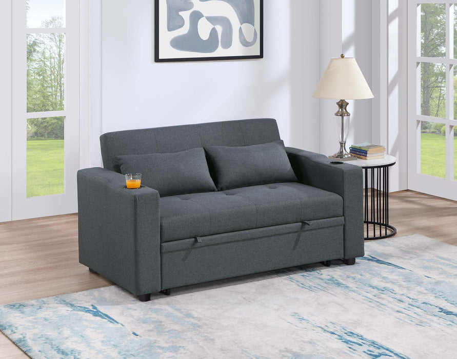 Uniqvn Convertible Sofa in Charcoal - Marjories Furniture (Las Vegas, NV)
