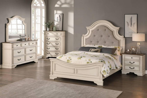 Viethn Queen Bed in Antique White - Marjories Furniture (Las Vegas, NV)