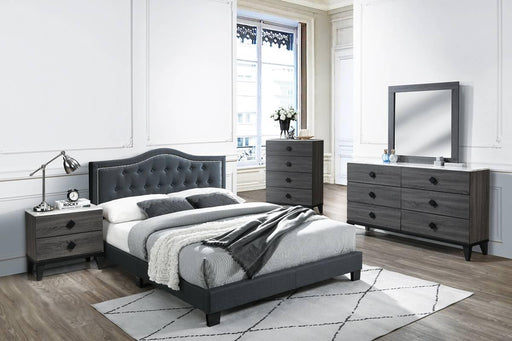 Chyuan Queen Bed/Charcoal Burplap in Charcoal / Black - Marjories Furniture (Las Vegas, NV)