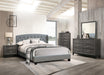 Vphong Queen Bed/Grey Fabric in Grey / Espresso - Marjories Furniture (Las Vegas, NV)