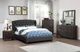 Vphong Queen Bed/Charcoal Fabric in Charcoal / Espresso - Marjories Furniture (Las Vegas, NV)