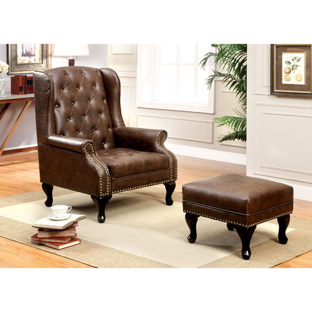 VAUGH Rustic Brown Accent Chair - Marjories Furniture (Las Vegas, NV)