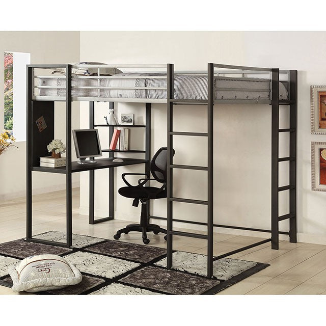 Sherman Silver/Gun Metal Full Bed w/ Workstation - Marjories Furniture (Las Vegas, NV)