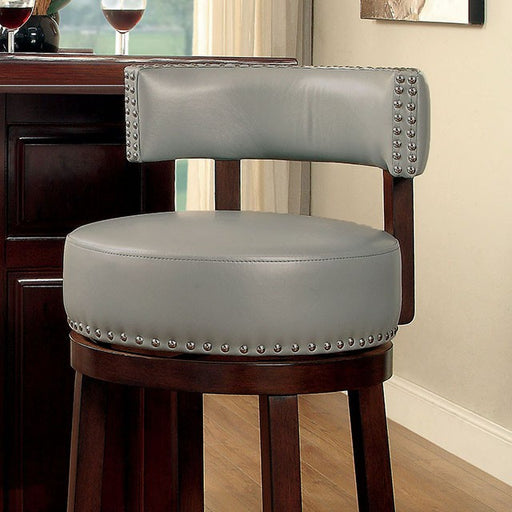 SHIRLEY Dark Oak/Gray 29" Bar Stool - Marjories Furniture (Las Vegas, NV)