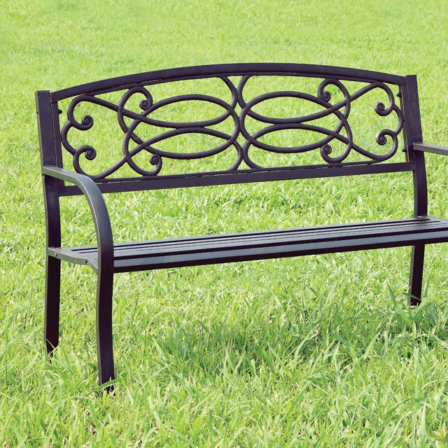 POTTER Black Patio Steel Bench - Marjories Furniture (Las Vegas, NV)