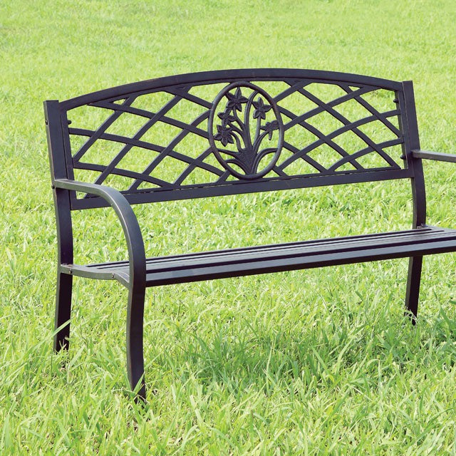 MINOT Black Patio Steel Bench - Marjories Furniture (Las Vegas, NV)