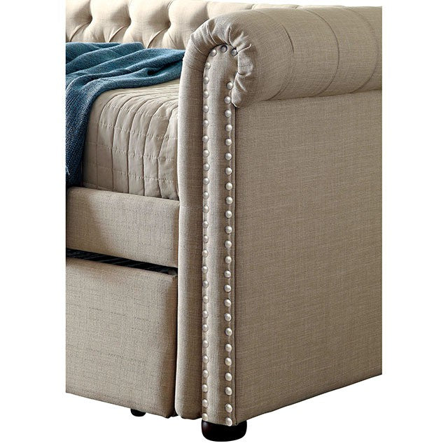 Leanna Daybed w Trundle Beige - Marjories Furniture (Las Vegas, NV)
