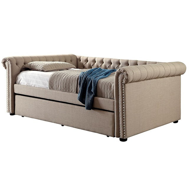 Leanna Daybed w Trundle Beige - Marjories Furniture (Las Vegas, NV)