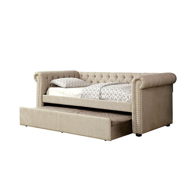 Leanna Daybed w Trundle Beige - Marjories Furniture (Las Vegas, NV)