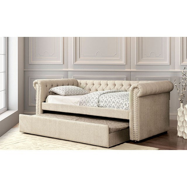 Leanna Daybed w Trundle Beige - Marjories Furniture (Las Vegas, NV)