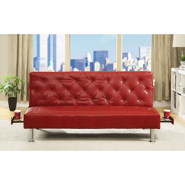 Farel Futon Sofa Red & White - Marjories Furniture (Las Vegas, NV)
