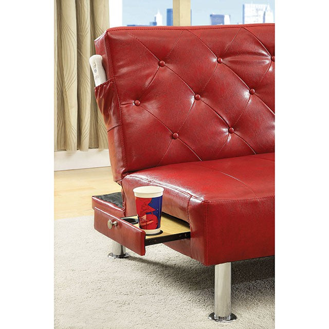 Farel Futon Sofa Red & White - Marjories Furniture (Las Vegas, NV)