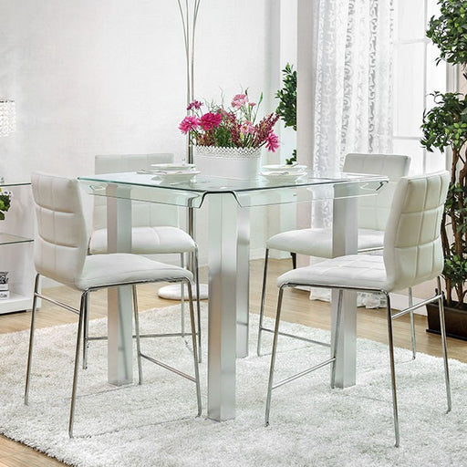 Richfield 5 Pc Counter Ht Table Set Silver - Marjories Furniture (Las Vegas, NV)