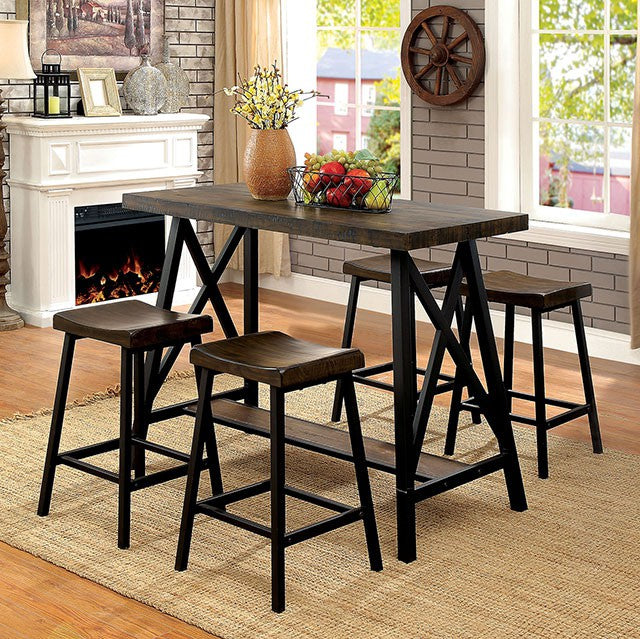 Lainey Weathered Medium Oak/Black Counter Ht. Table - Marjories Furniture (Las Vegas, NV)