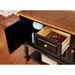 MAYVILLE Black/Antique Oak Dining Table w/ 1x18 Leaf - Marjories Furniture (Las Vegas, NV)