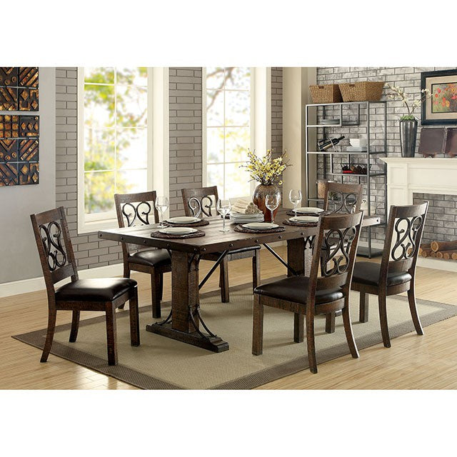 PAULINA Rustic Walnut Dining Table - Marjories Furniture (Las Vegas, NV)