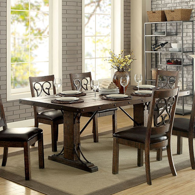 PAULINA Rustic Walnut Dining Table - Marjories Furniture (Las Vegas, NV)