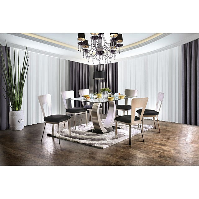 NOVA Silver/Black Dining Table - Marjories Furniture (Las Vegas, NV)