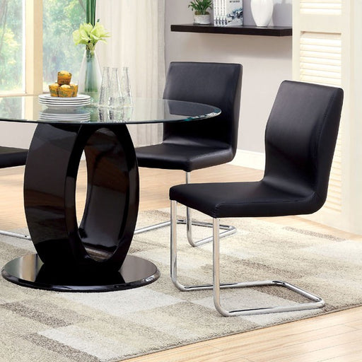 LODIA I Black Round Table - Marjories Furniture (Las Vegas, NV)