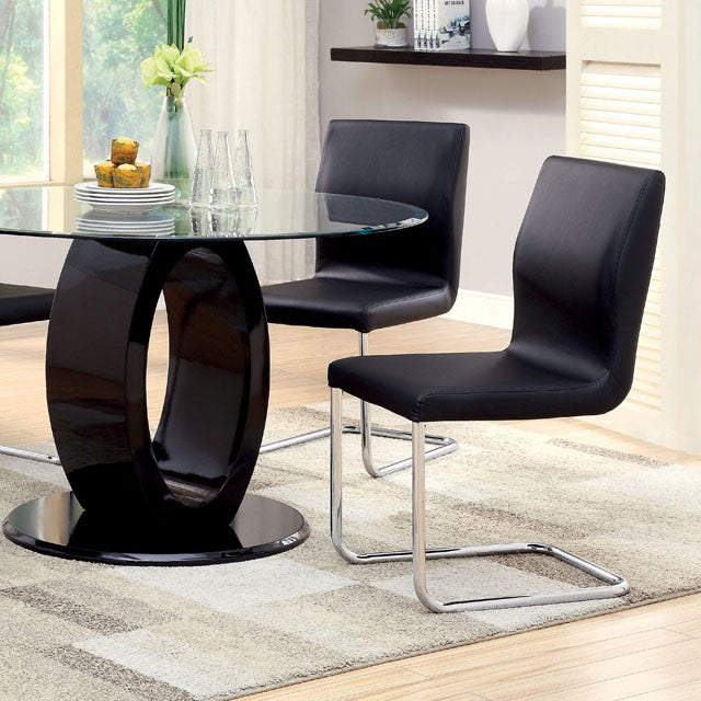 LODIA I Black Round Table - Marjories Furniture (Las Vegas, NV)
