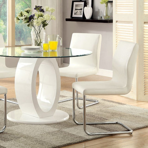 LODIA I White Round Table - Marjories Furniture (Las Vegas, NV)