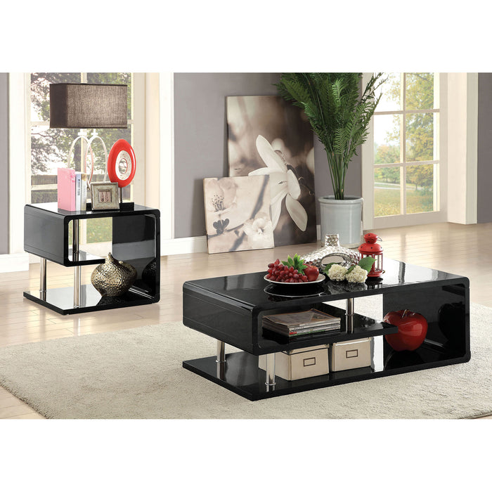 Ninove Black/Chrome End Table - Marjories Furniture (Las Vegas, NV)