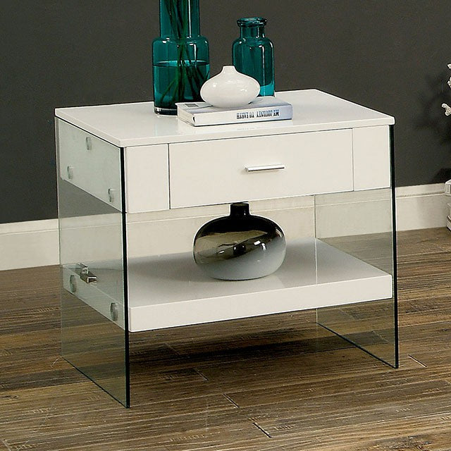Raya White End Table, White - Marjories Furniture (Las Vegas, NV)