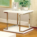 MEDA White/Chrome End Table, White - Marjories Furniture (Las Vegas, NV)