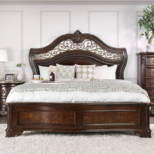 Menodora Brown Cherry Cal.King, E.King, Queen Bed - Marjories Furniture (Las Vegas, NV)