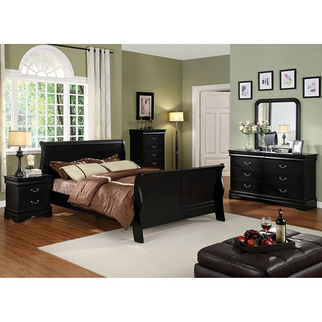 Louis Philippe Cal.King Bed Black & Grey - Marjories Furniture (Las Vegas, NV)