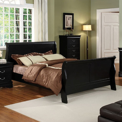 Louis Philippe Cal.King Bed Black & Grey - Marjories Furniture (Las Vegas, NV)