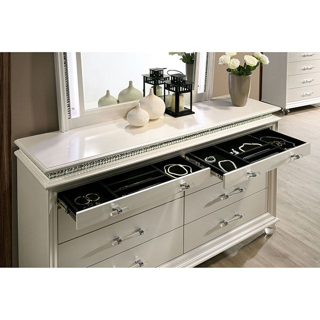 Maddie Bed White & Silver - Marjories Furniture (Las Vegas, NV)