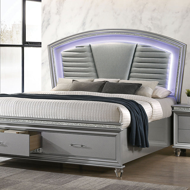 Maddie Bed White & Silver - Marjories Furniture (Las Vegas, NV)