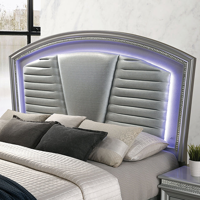 Maddie Bed White & Silver - Marjories Furniture (Las Vegas, NV)