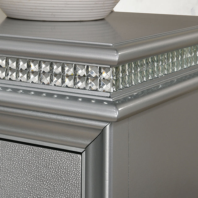 Maddie Bed White & Silver - Marjories Furniture (Las Vegas, NV)
