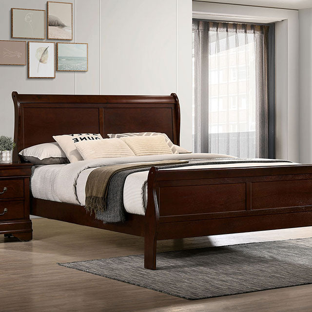 Louis Philippe E.King Bed Black, Cherry, & Gray - Marjories Furniture (Las Vegas, NV)