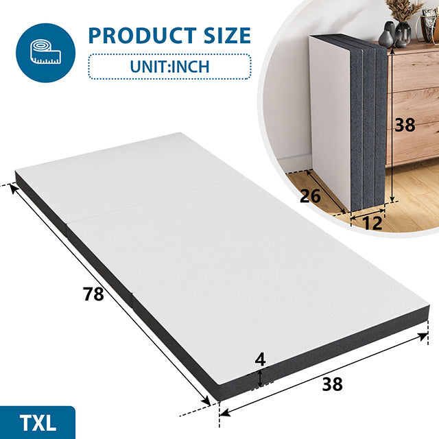 Hollyhock 4" Twin XL Tri-Fold Memory Foam Topper - Marjories Furniture (Las Vegas, NV)
