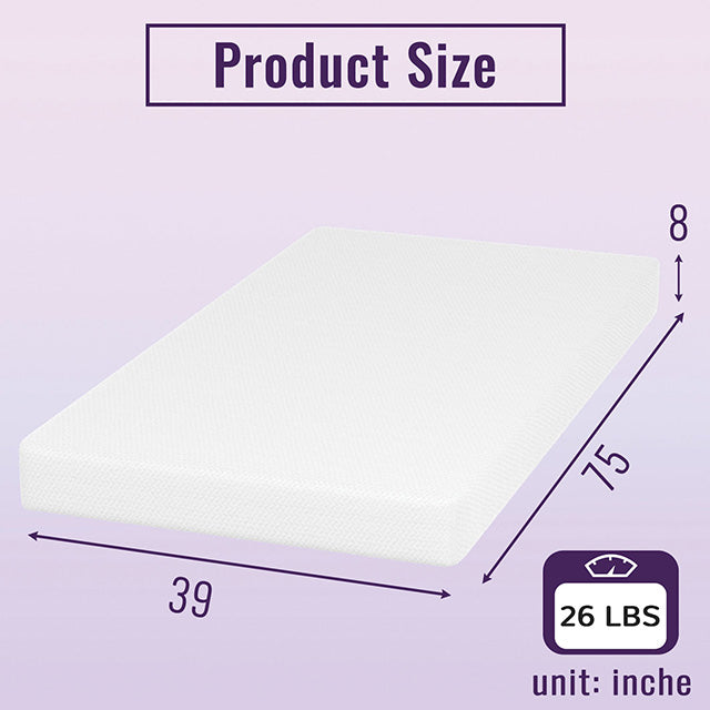 Nasturtium 8" Twin Bamboo Charcoal Infused Memory Foam - Marjories Furniture (Las Vegas, NV)