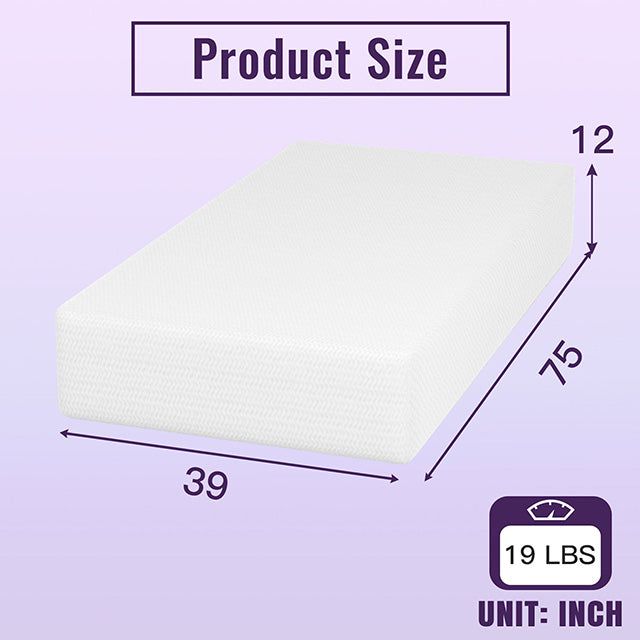 Nasturtium 12" Twin Bamboo Charcoal Infused Memory Foam - Marjories Furniture (Las Vegas, NV)