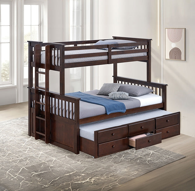 University Twin/Full Bunk Bed Grey, Walnut, & White - Marjories Furniture (Las Vegas, NV)