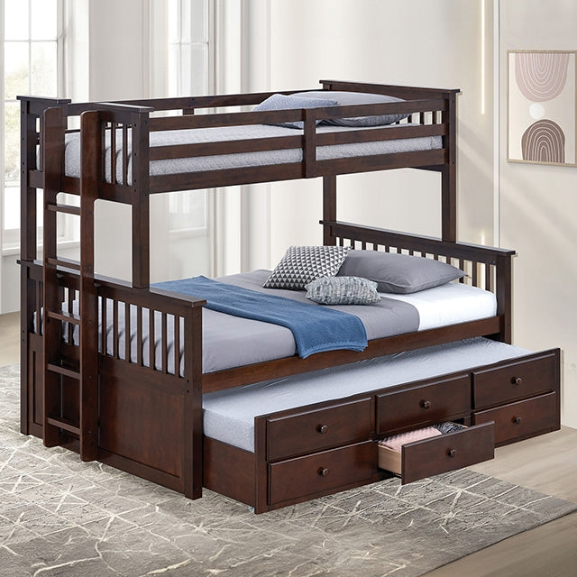 University Twin/Full Bunk Bed Grey, Walnut, & White - Marjories Furniture (Las Vegas, NV)