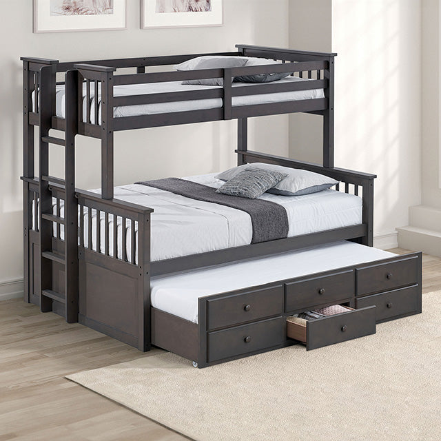 University Twin/Full Bunk Bed Grey, Walnut, & White - Marjories Furniture (Las Vegas, NV)