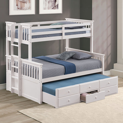 University Twin/Full Bunk Bed Grey, Walnut, & White - Marjories Furniture (Las Vegas, NV)