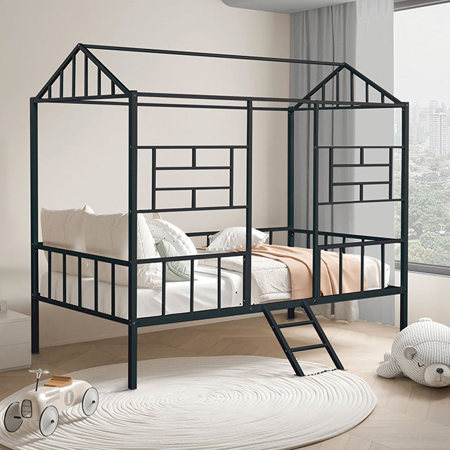 Rhonda Twin Loft Bed White, Silver, & Black - Marjories Furniture (Las Vegas, NV)