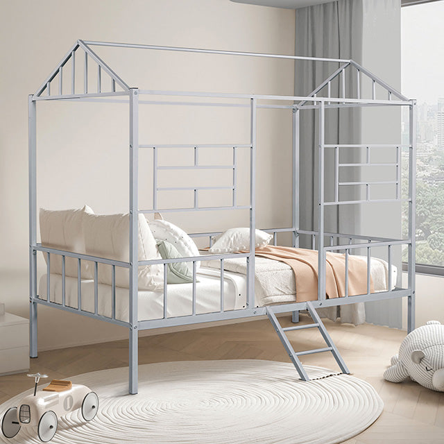 Rhonda Twin Loft Bed White, Silver, & Black - Marjories Furniture (Las Vegas, NV)