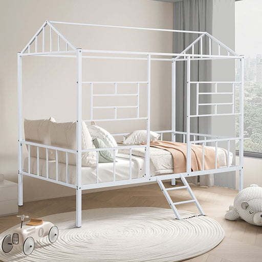 Rhonda Twin Loft Bed White, Silver, & Black - Marjories Furniture (Las Vegas, NV)