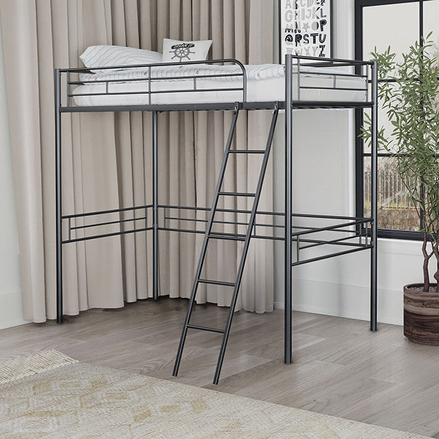 Myles Twin Loft Bed White, Silver & Black - Marjories Furniture (Las Vegas, NV)