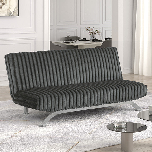 Villeneuve Futon Sofa Bed Black, Pink, & Grey - Marjories Furniture (Las Vegas, NV)